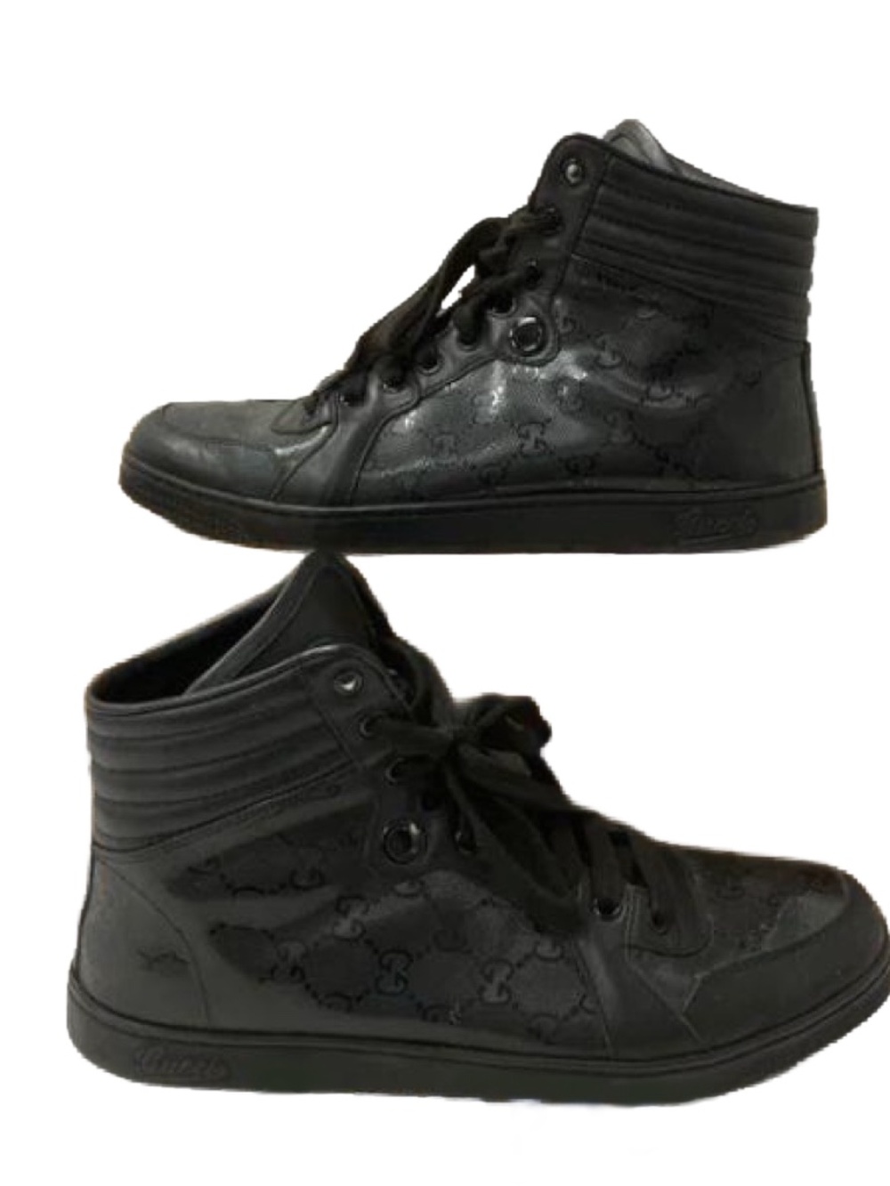 Gucci Authenticated Men's 224778 Black Sneakers Size 6.5 G - Picture 1 of 8